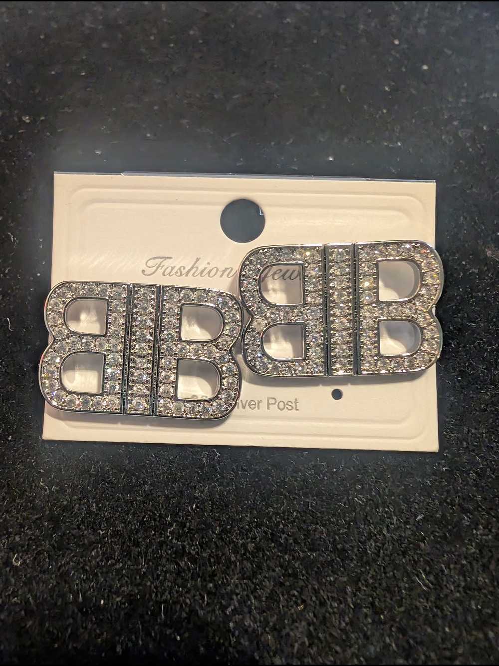 Balenciaga Crystal BB Earrings - Silver Sparkle